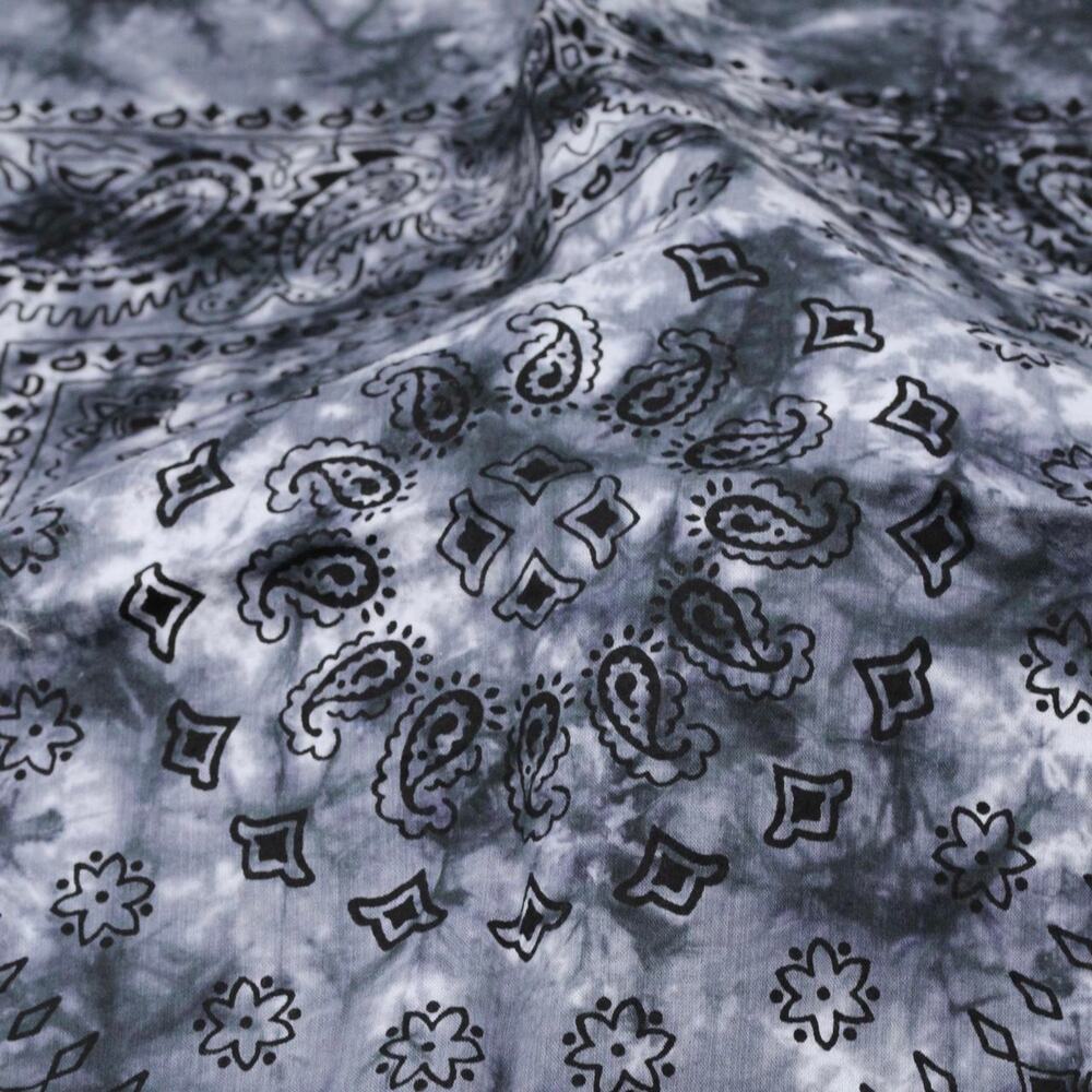 Handcrafted TIe Dye Bandana Marble Design Grey Black Head Wrap Head Covering